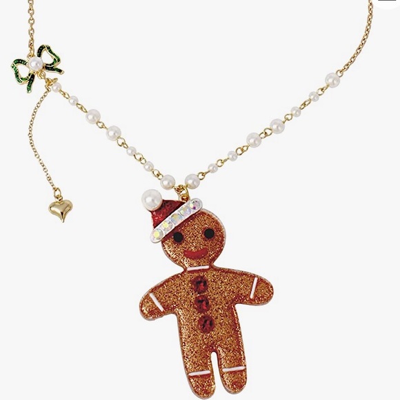 Betsey Johnson Gingerbread Man Statement Pendant Necklace - Picture 8 of 10
